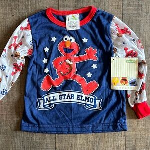 Sesame Street All Star Elmo Long Sleeve Shirt - Navy and Red vintage y2k 90s